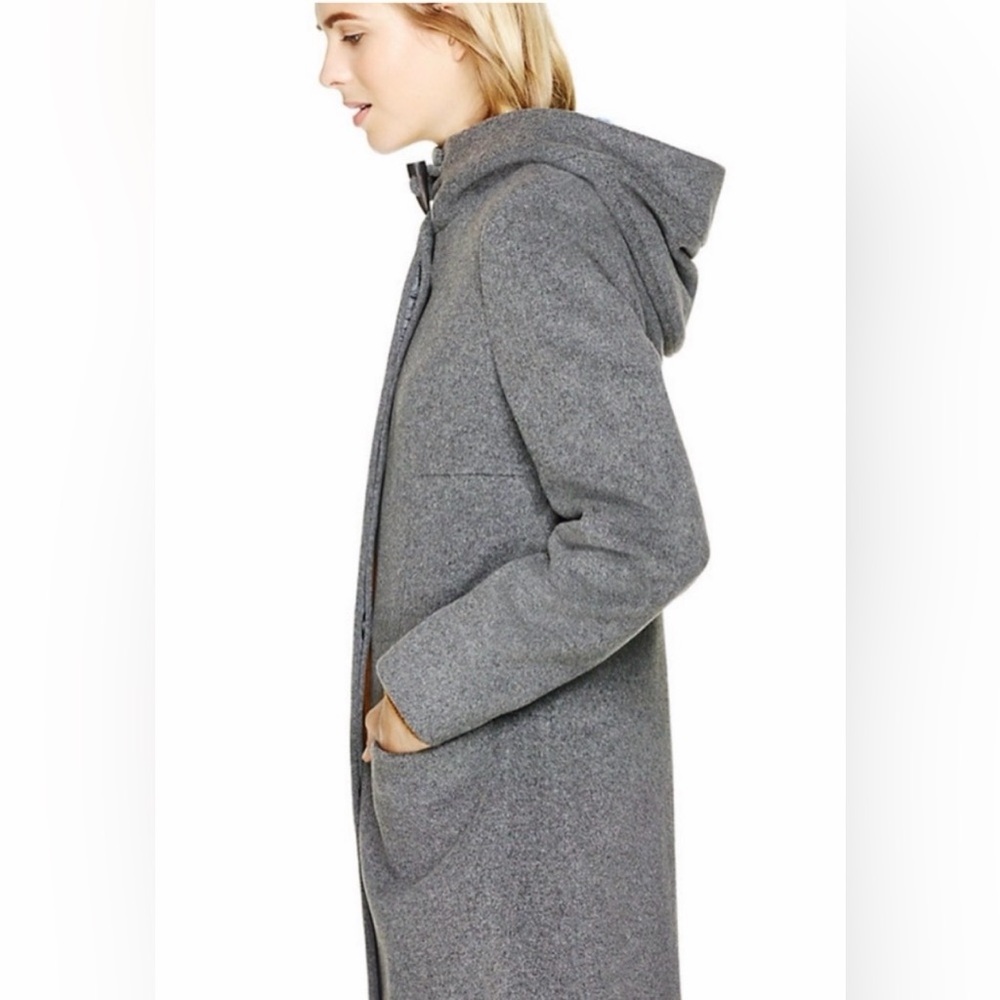 Aritzia Babaton Wool/Cashmere Blend Coat with Oversized Hood in Dark Grey